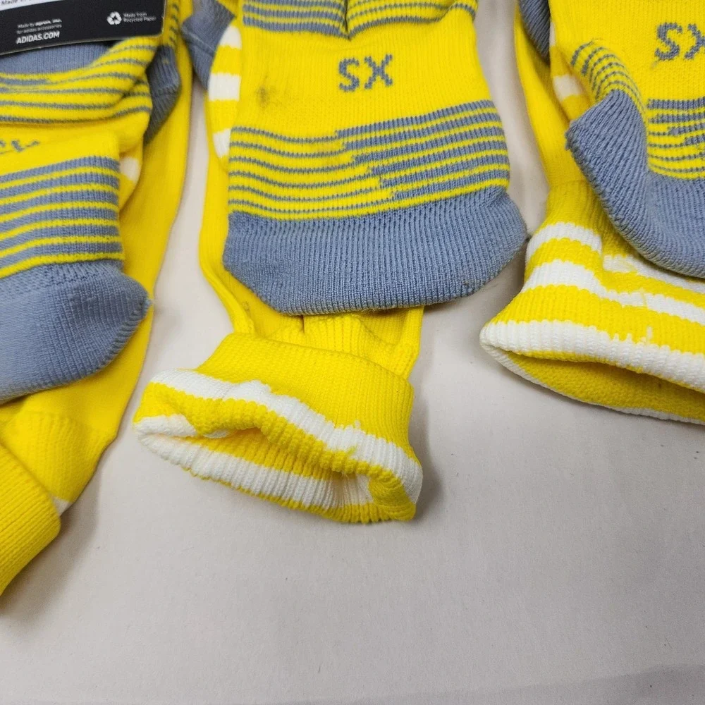 Lot of 5 Adidas Youth Yellow Climalite Soccer Socks w/ Copa Zone Cushion